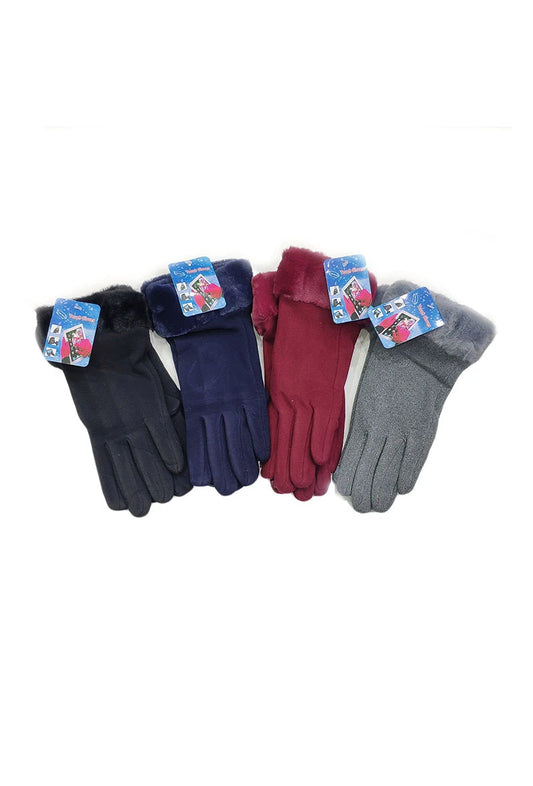 Women's gloves with fur trim image 0