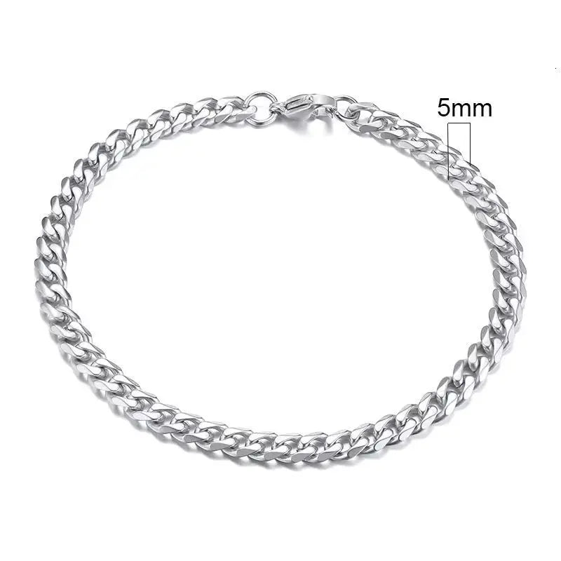 3/5/7MM Width Stainless Steel Cuban Link Chain Classic Punk Personality Jewelry Simple Fashion Couple Necklace for Men Women