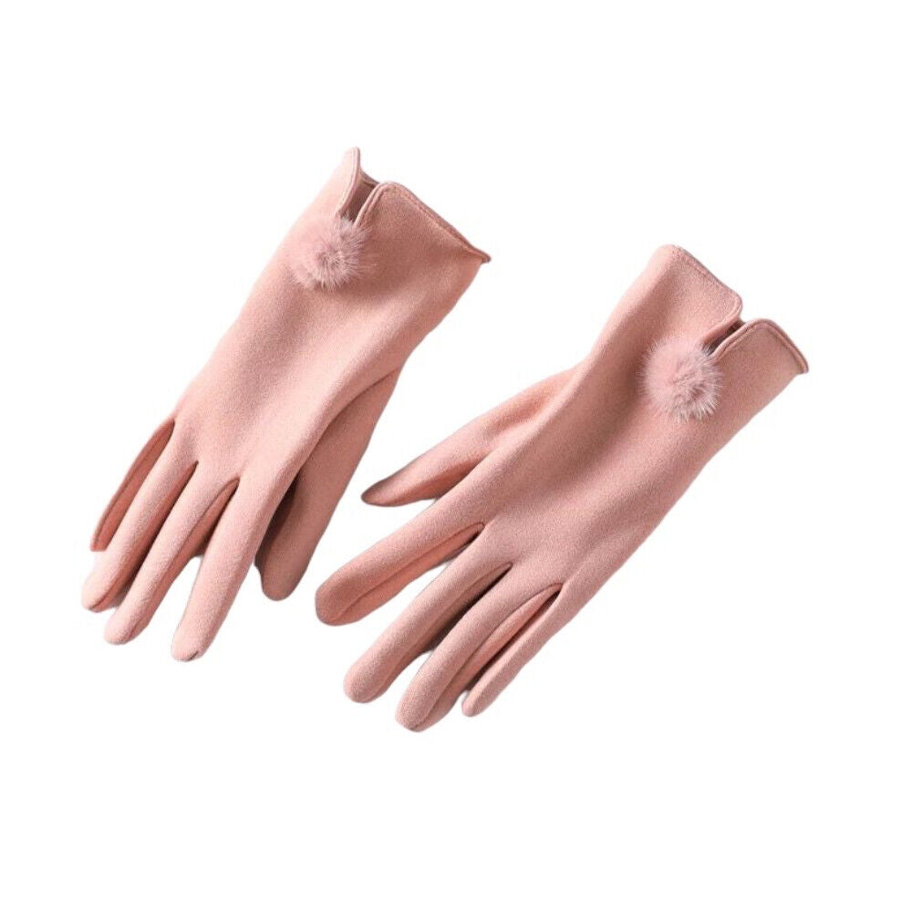 Ladies Gloves Women Winter Pom Pom Touchscreen Driving Windproof Warm Wool Glove image 2