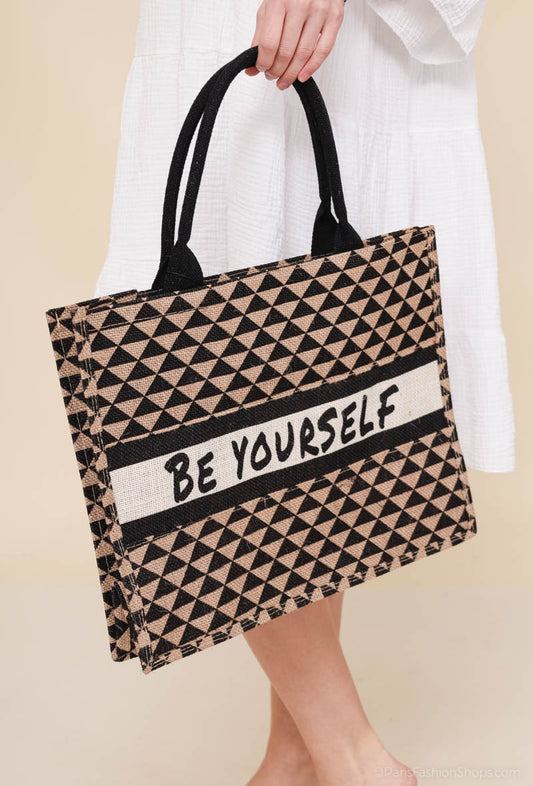 Women's Bag Black Symbole Triangle Pattern Printed Bag In Different Two Colours image 1
