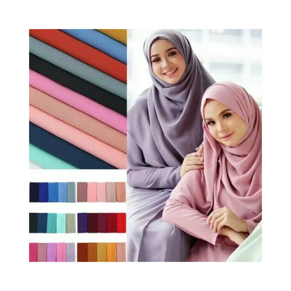 Women's Plain Chiffon Scarf Muslim Hijab Shawl Lightweight Scarves Head Wrap UK image 2
