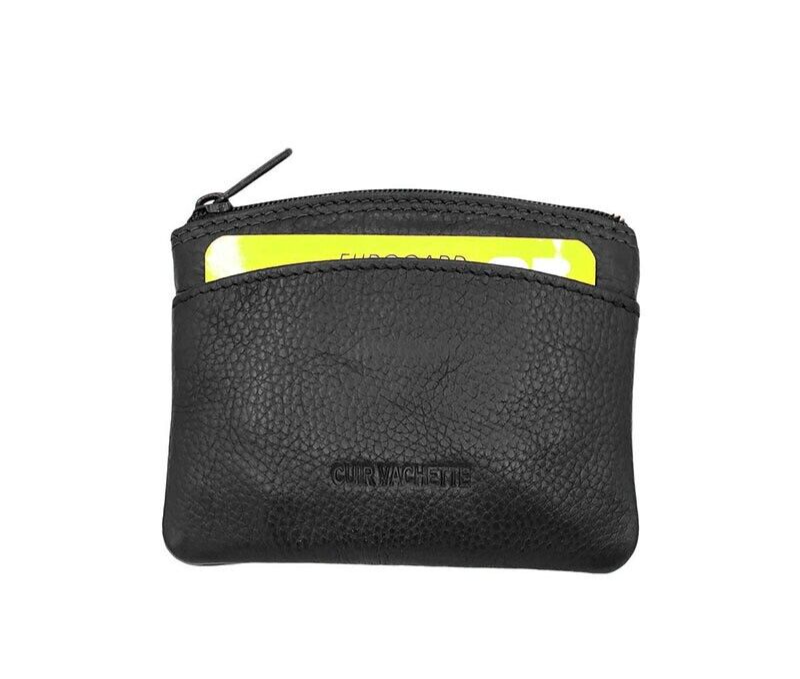 Unisex Small Flat Leather Pouch Card Coin Holder Black Mini Purse Stylish Bag image 2