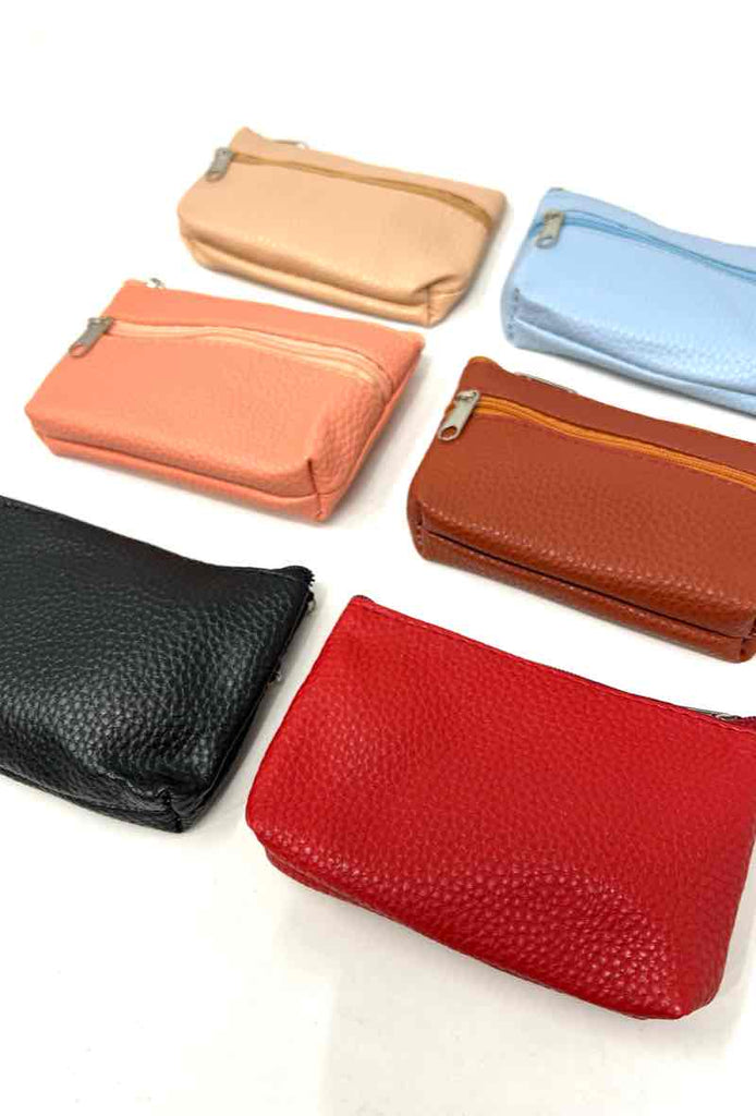 Men's Women's Soft Real Leather Card Coins Keys Money Pouch Purse Zip Wallet image 1