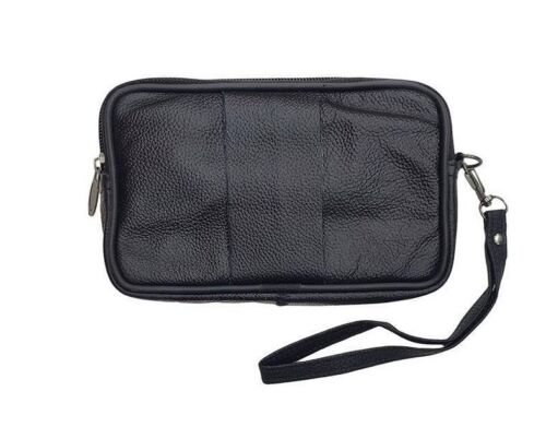 Unisex Flat Leather Belt Pouch Card Cash Holder Travel Holiday Pouch Small Bag image 1
