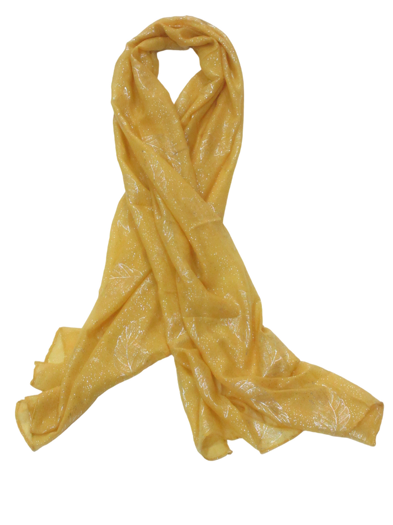 Women’s Scarf Shiny Silver Printed Scarf With Leaf Pattern Soft Neck Scarf Shawl image 5