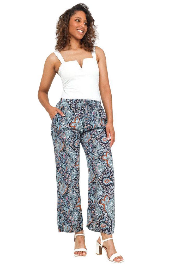 Ladies Women’s Trousers Palazzo Trousers Baggy Wide Leg Flared Pants Printed Pan image 5