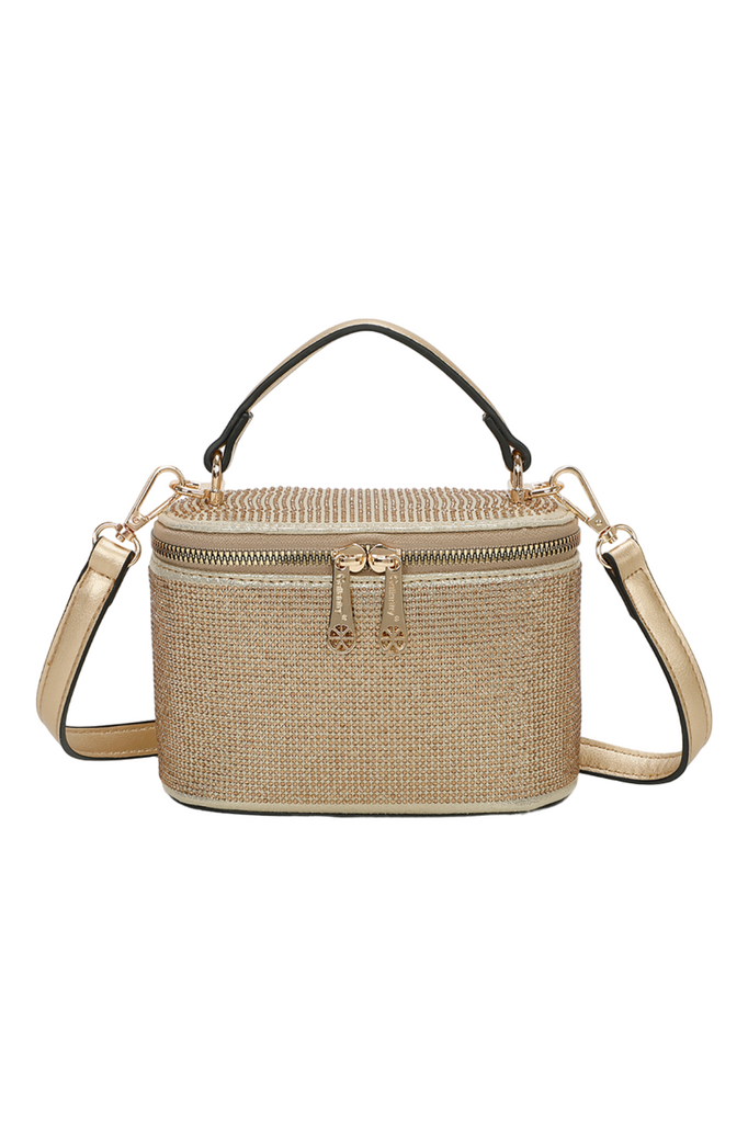 Women's Hand Bag Cross Body Bag Gold Shiny Makeup Shoulder Bridal Fashion Bag image 0