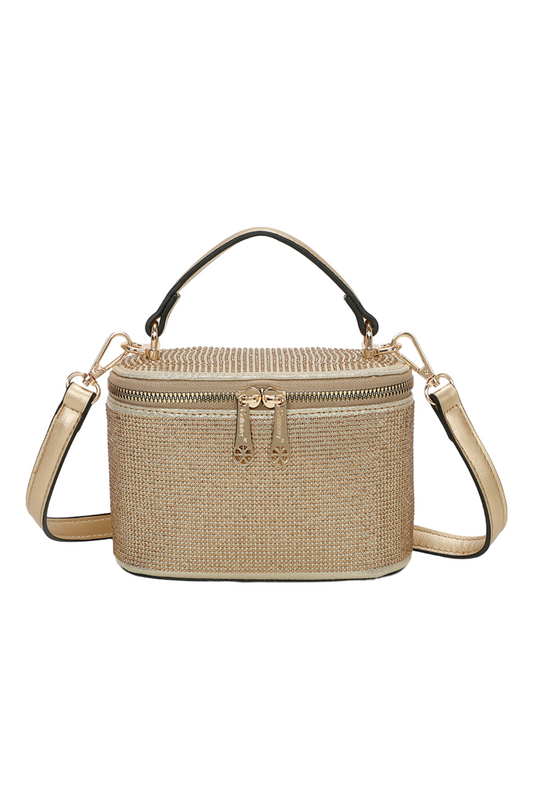 Women's Hand Bag Cross Body Bag Gold Shiny Makeup Shoulder Bridal Fashion Bag image 0