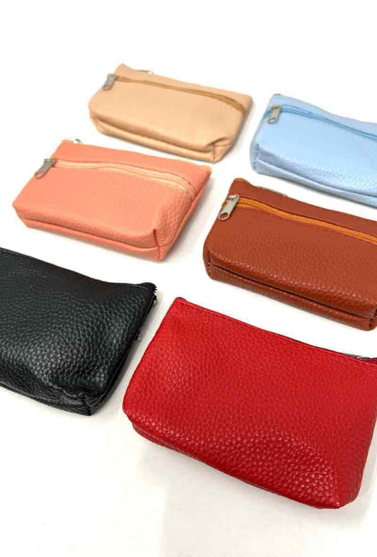 Unisex Real Faux Leather Coin Pouch Keys Money Pouch Small Pouch Zips Wallet image 1
