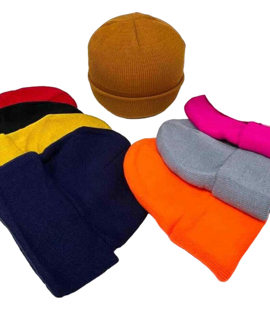 Beanie Unisex Plain Beanie Hat Winter Warm Cap Ladies Men Hat Ski Turn up Cap image 0