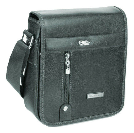 Men's Leather Cross Body Bag Shoulder Work Office Travel Messenger Satchel Black image 0