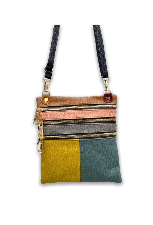 Ladies Leather Multi-coloured Crossbody Shoulder Messenger Work Utility Bag image 0