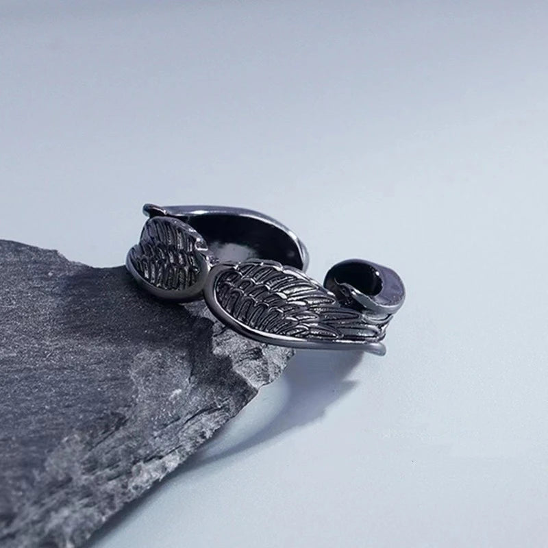 Retro Angel Demon Wings Open Ring for Women Couples Punk Gothic Adjustable Finger Jewelry Accessories Hip Hop Gifts