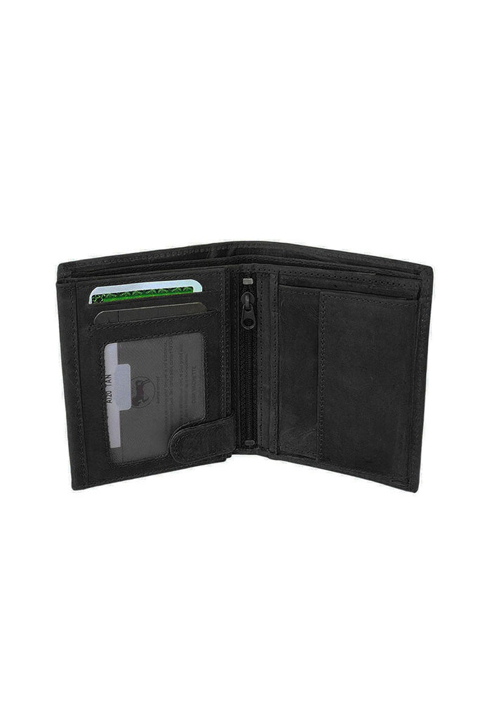 Men's Genuine Leather RFID Blocking Wallet Wolf Design Bifold ID Card Holder image 6