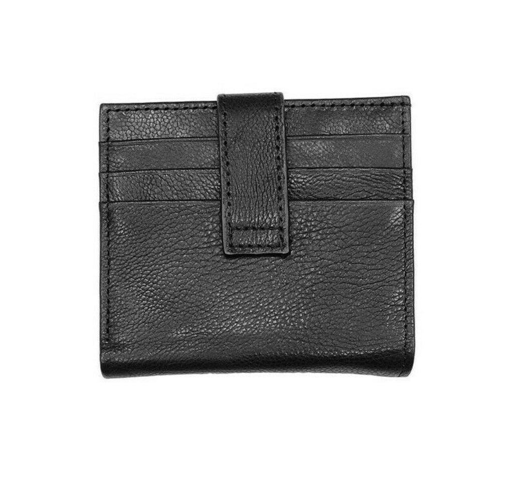Men Ladies Real Leather Flat ID Card Cash Wallet Purse BI Fold Black Wallet image 1
