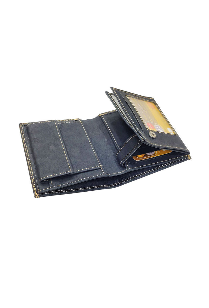 Mens Small Size I.D Card Nubuck Style Money Coin Organizer Black BI Wallet image 2