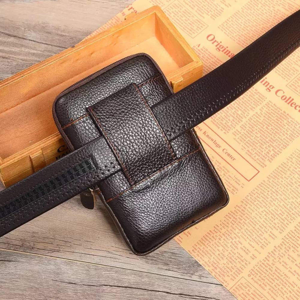 Men's Ladies Soft Leather Waist Fanny Pack Mobile Phone Belt Coin Travel Pouch image 4