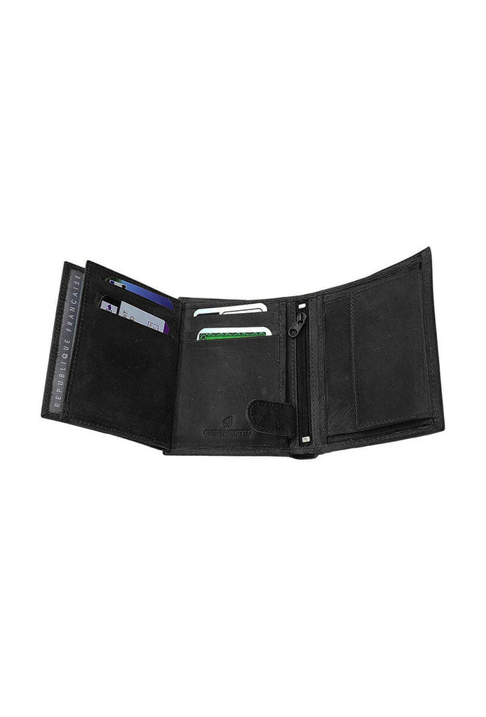 Men's Genuine Leather RFID Blocking Wallet Wolf Design Bifold ID Card Holder image 5