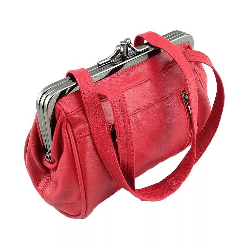 Ladies Leather Purse Wallet Purse Card Holder Coin Wallet Metal Frame Clip top image 4