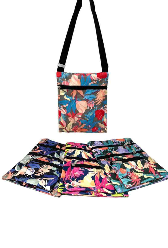 Ladies Floral Print Shoulder Bag Handbag Lightweight Long Strap Multi Pockets image 0