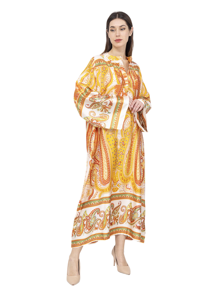 Ladies Kaftan Long Dress Stylish Summer Collection Paisley Silk Kaftan Dress image 2