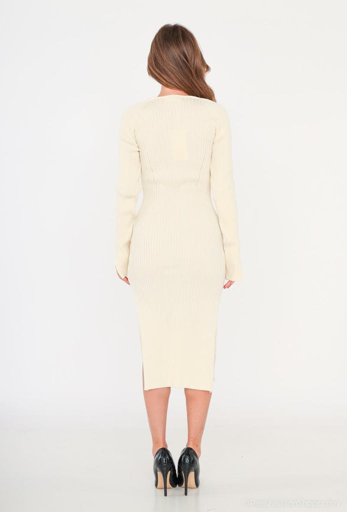 Women's Plain Ribbed Dress Open Shoulders Stylish Outdoor Party Dresses image 3