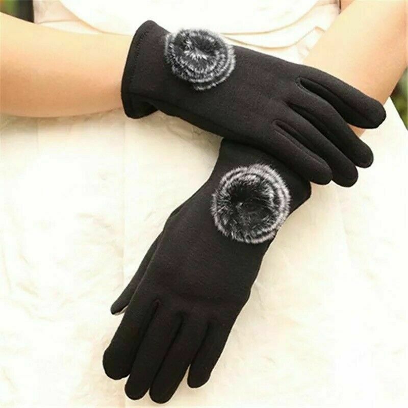 Women's Winter Pom Pom Gloves Fleece Warm Comfy Soft Bobble Touch Screen Gloves image 2