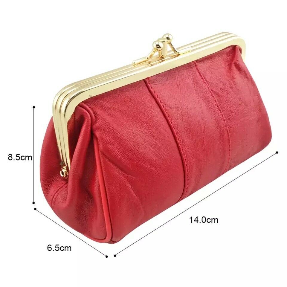 NEW Womens Leather Purse Clip Top Clasp Purse Money Pouch Coin Wallet Clutch Bag image 2