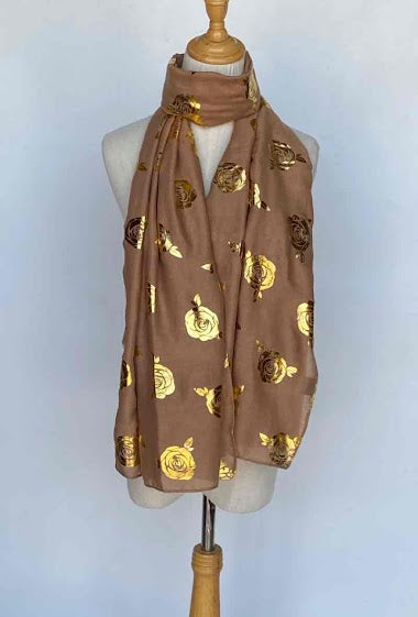 Scarf printed with gold roses Womens High Quality Wrap Ladies Stole Women's Scar image 2