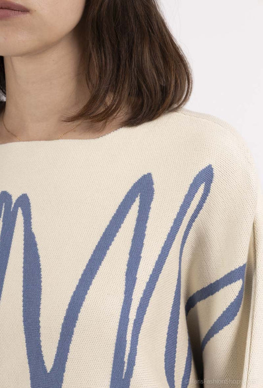 Women's Thick Sweater Abstract Print Original Cutout Pattern Stylish Jumper image 1