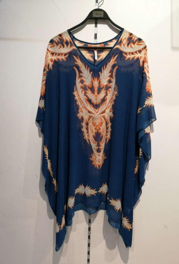 Printed poncho with rhinestones image 4