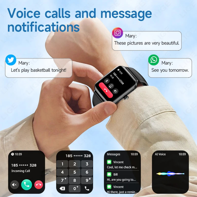 LIGE For Android IOS Smart Watch Men Bluetooth Call Sport Fitness Tracker Health Monitoring Fashion Women Smartwatch Ladies Gift