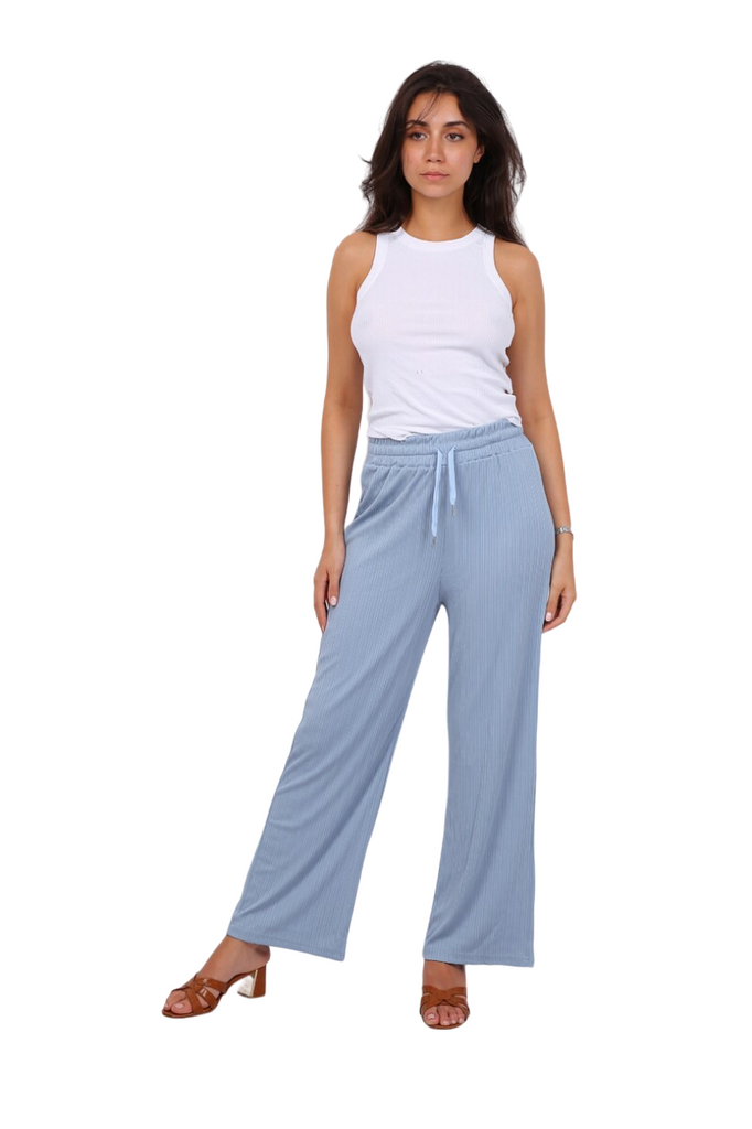 Ladies Wide Leg Trousers Harem Pleated Crinkle Flared Pants Palazzo Plain Baggy image 4