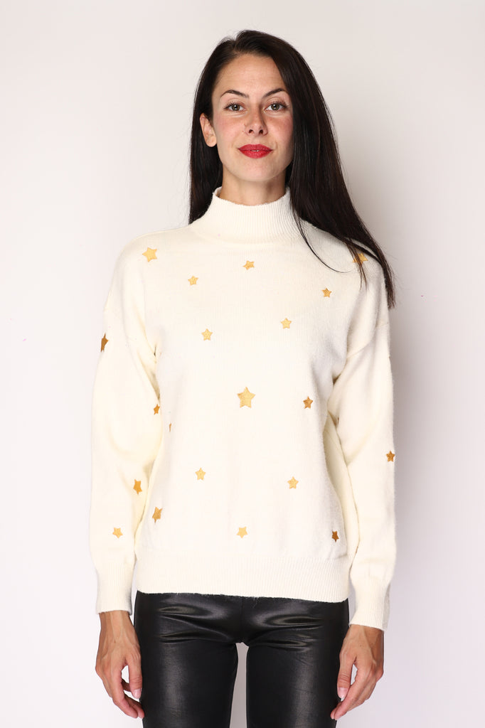 Women's High Neck Sweater Star Embroidered Comfortable Winter Warm Soft Jumpers image 4