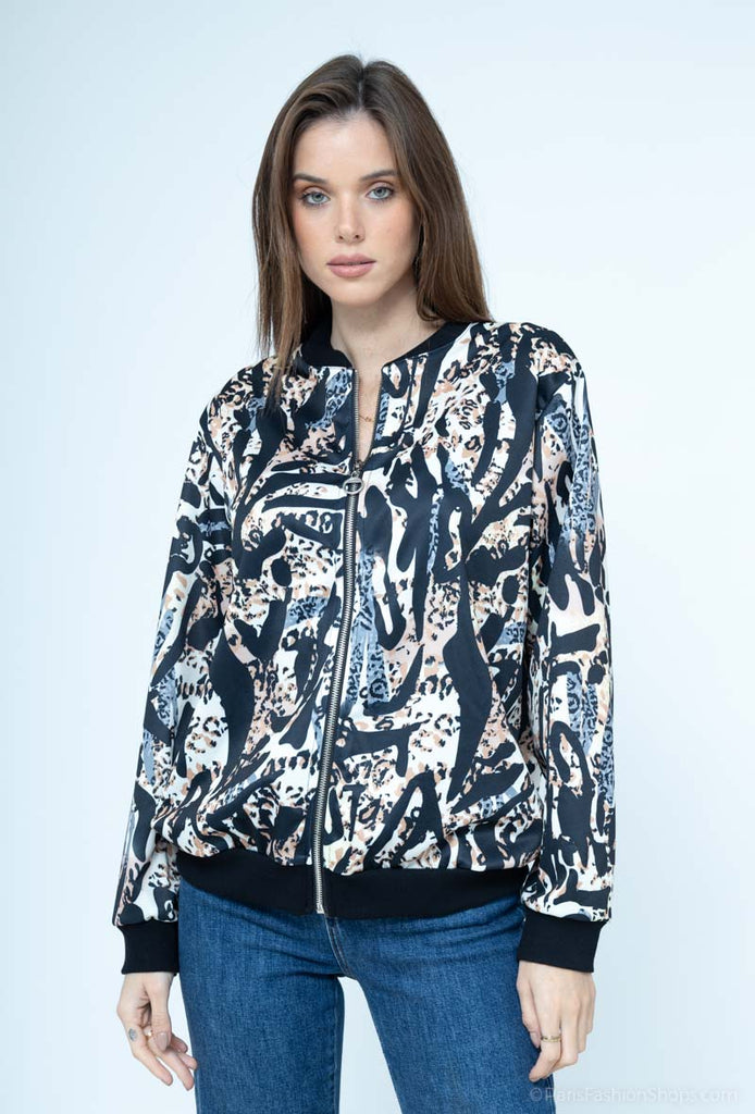 Women's Winter Zipped Jacket Bomber Printed Outdoor Party Stylish Jackets image 13