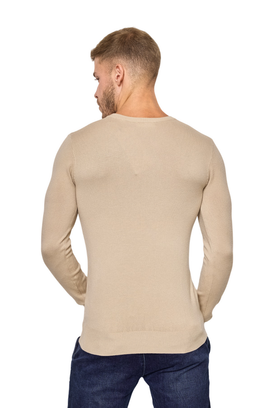 Mens Jumper V-Neck Pullover Winter Sweater Ribbed Waist And Sleeves Fitted Top image 1