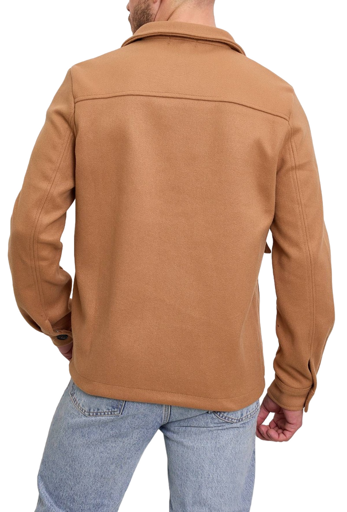 Mens Overshirt Long Sleeve Snap Button Up Jacket Pocket Casual Plain Fleece Top image 3