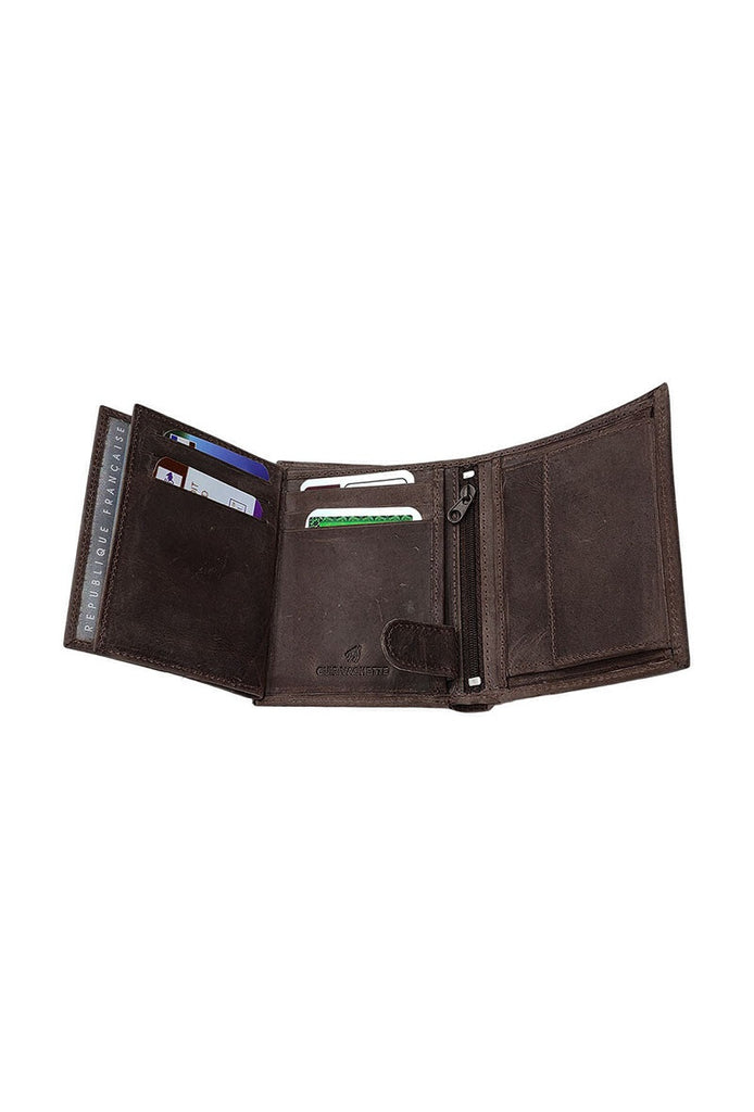 Men's Genuine Leather RFID Blocking Wallet Wolf Design Bifold ID Card Holder image 8