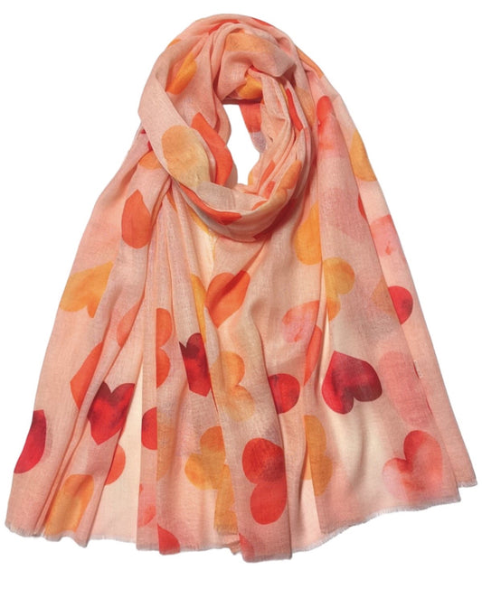 Ladies Heart Pattern Scarf Soft Printed Scarf Womens Neck Warmer Wrap Shawl image 1