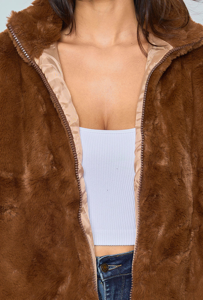 Ladies Winter Fur Jacket Soft Warm Stylish Down Party Coats image 3