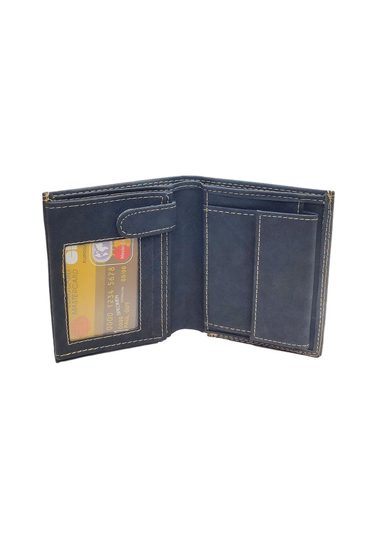 Mens Small Size I.D Card Nubuck Style Money Coin Organizer Black BI Wallet image 1