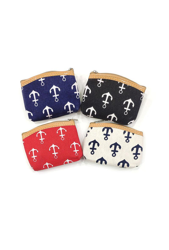 Women's Small Anchor Zip Coin Purse Card Cash Holder Small Stylish Pouch image 0