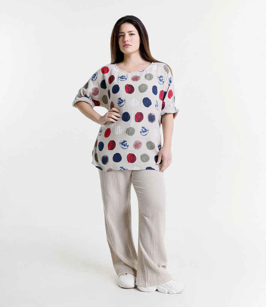 Ladies Assorted Colours Polka Dot Tops Cotton Wholesale prices image 0