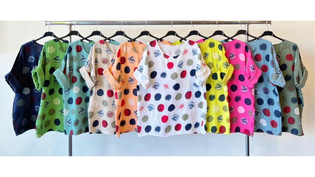 Ladies Assorted Colours Polka Dot Tops Cotton Wholesale prices image 4