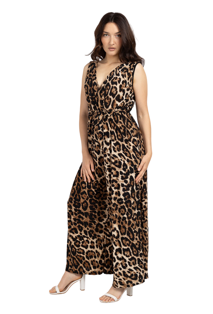 Women's Bodysuit Leopard Print Sleeveless Catsuit Leopard Cemi Pants Jumpsuit image 3