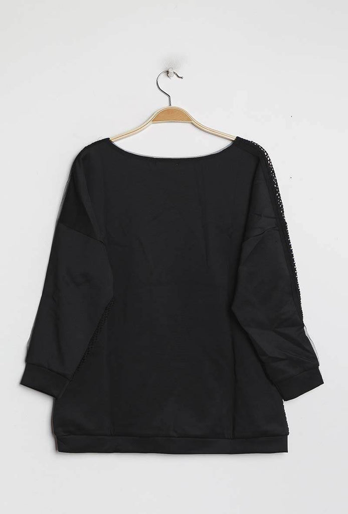 Ladies Sweatshirt with fishnet yoke Wholesales Prices image 5