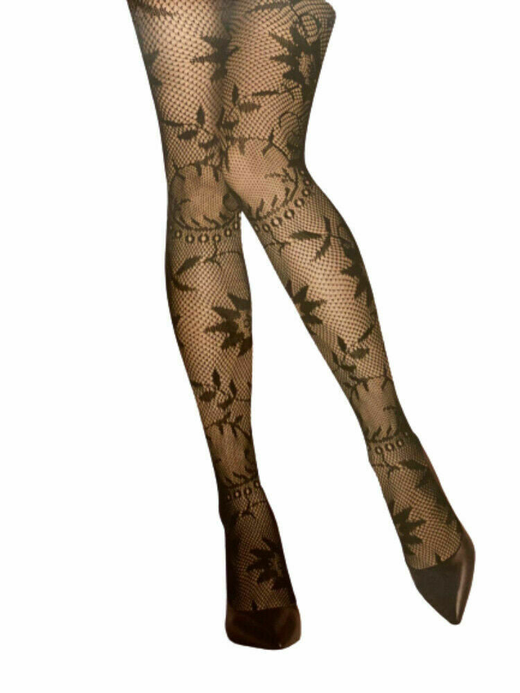 Ladies Fashion Fishnet Tights Stockings Hosiery Floral Pattern Pantyhose Black image 0
