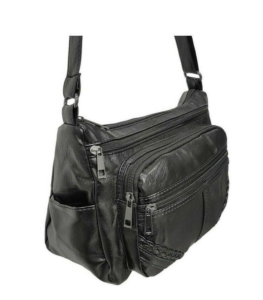 Women's Soft Handbag Crossbody Multi Pockets Office Work Shoulder Bag Black image 2