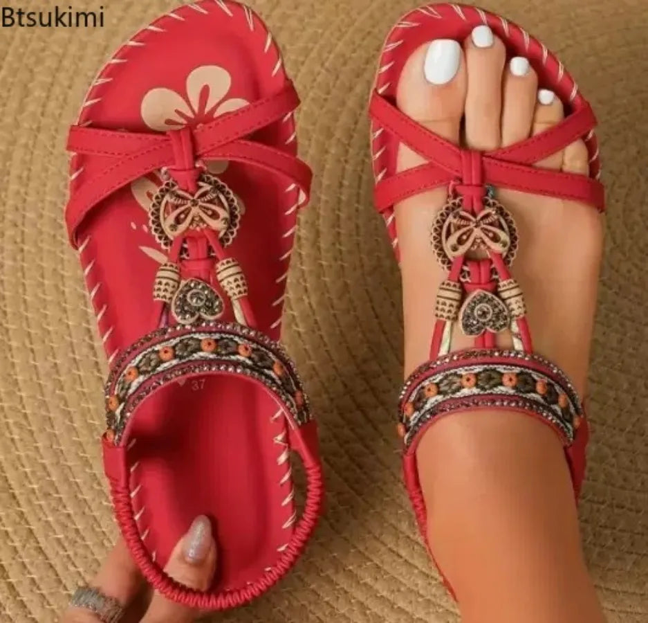 New Women's Sandals Bohemian Style Outdoor Soft Sole Beach Sandals Platform Lightweight Women Casual Shoes Flat Plus Size Sandal