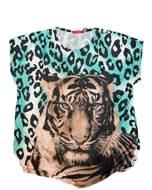 Ladies T Shirt Oversized Sleeveless Blouse Baggy Top Summer Diamante Shirt Top image 1